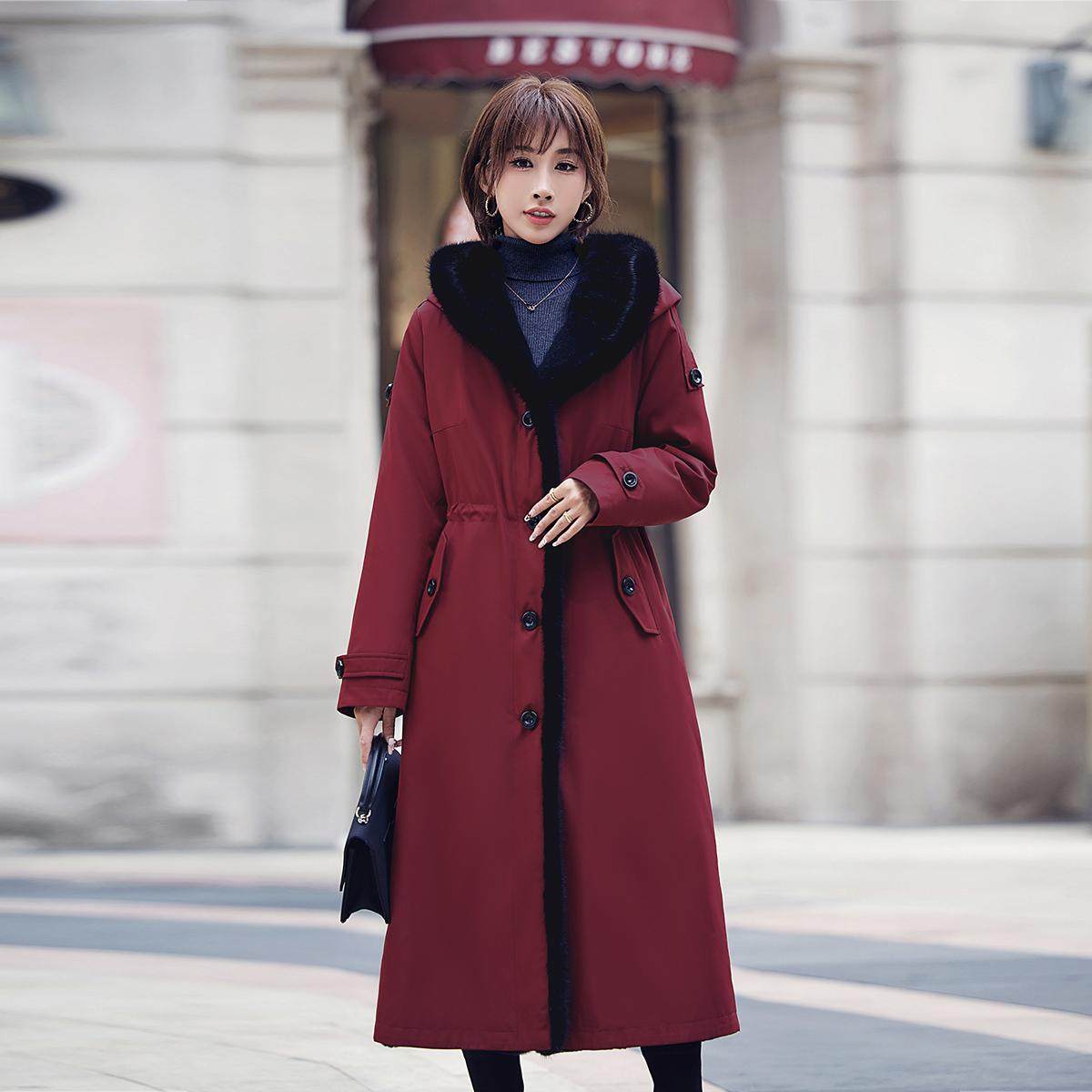 水貂延边可拆卸獭兔内胆长款过膝带帽皮毛一体皮草外套女款派克服,女装/女士精品,皮草,淘宝优惠券,粉丝福利购,淘宝优惠卷