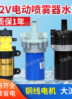 12V伏电动喷雾器水泵电机高压泵大功率2800三缸泵四缸隔膜自吸泵