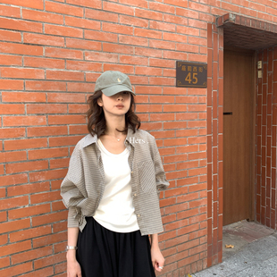 92085 Hers 夏上新简约复古日常休闲格子衬衫