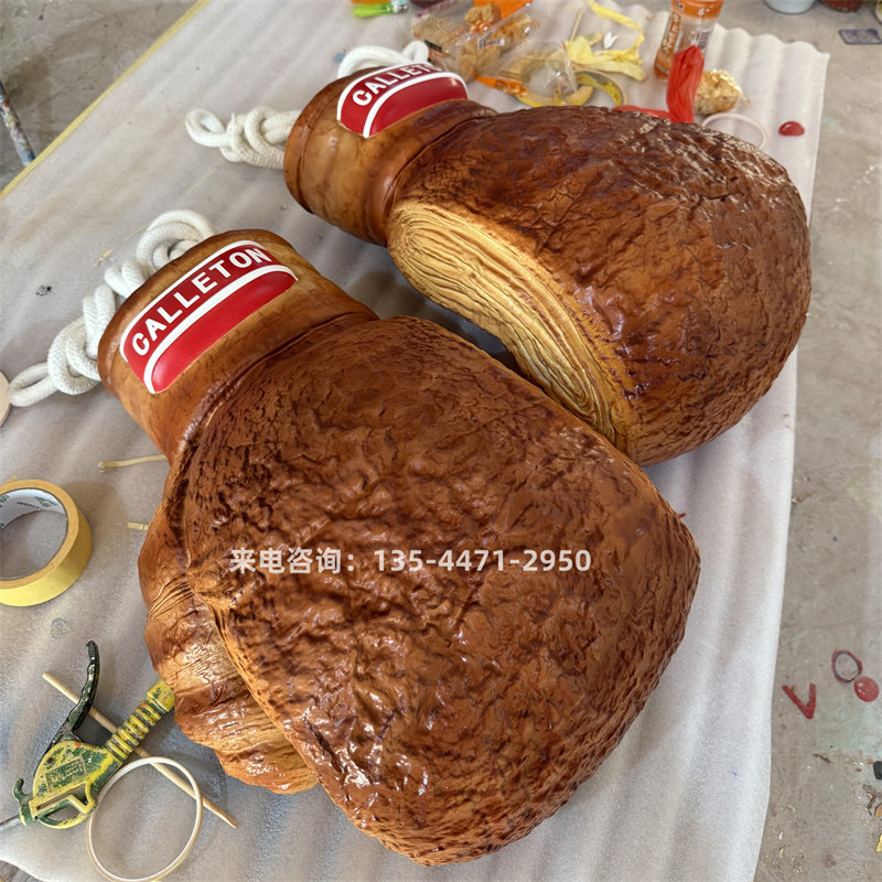 创意仿真面包造型雕塑手工制作个性装饰品摆件面包拳击手套模型