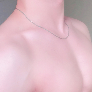 进口纯银镀白金男士女士吊坠挂件专用挂绳长款细链子潮锁骨链项链