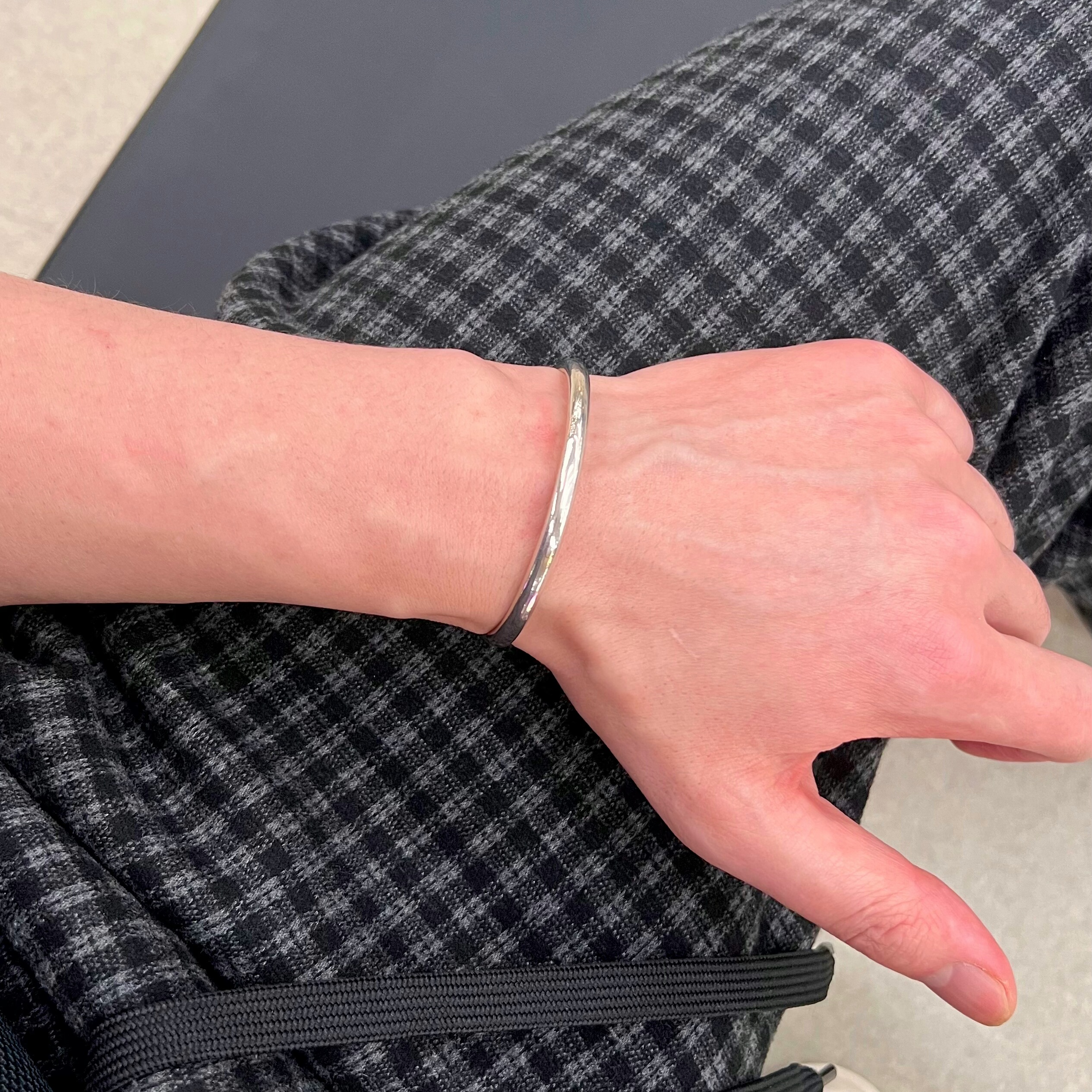 男士925纯银手环手镯开口粗款简约素款百搭极简风原始风