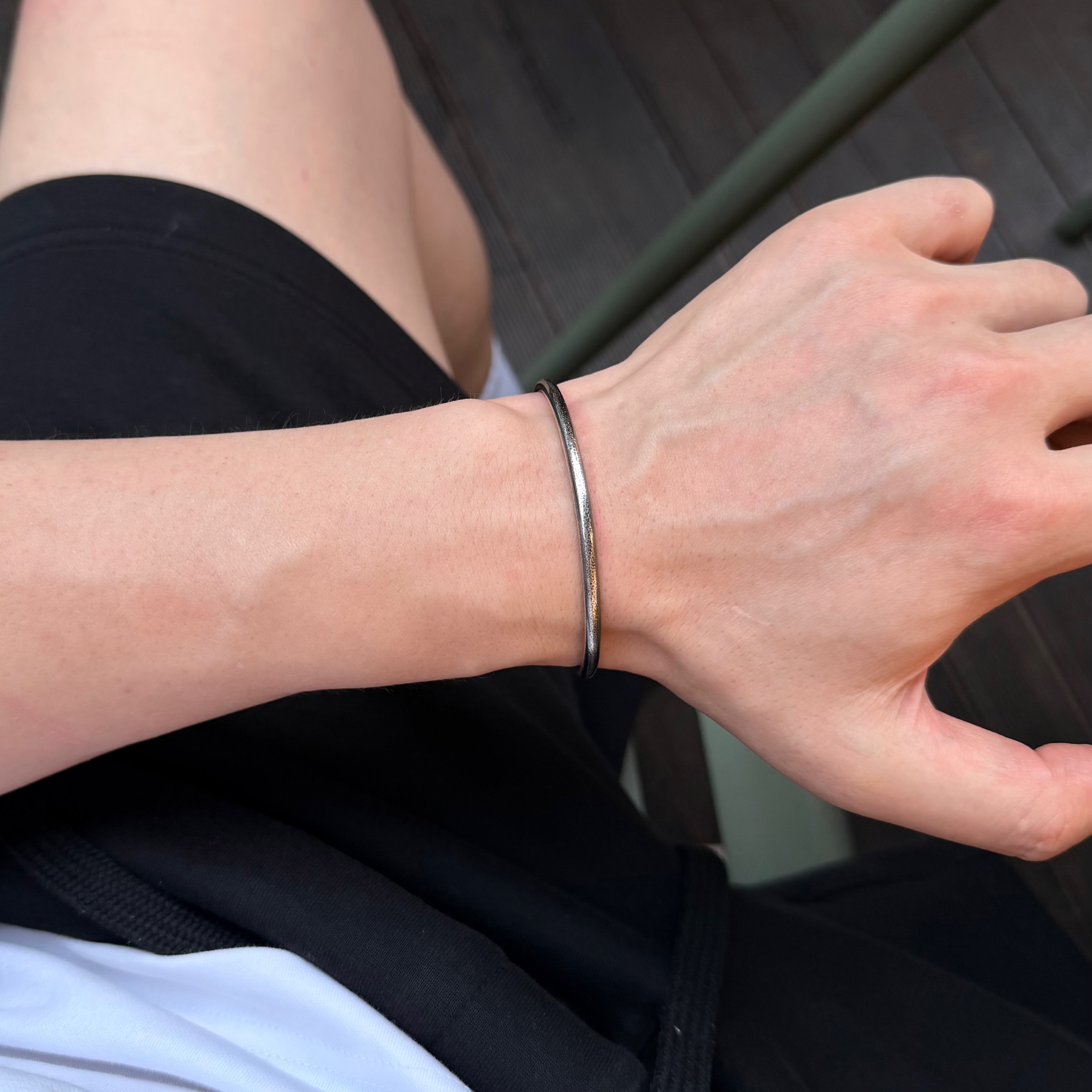 正品男士女式999足银纯银手镯素款简约银白色做旧复古款细款开口