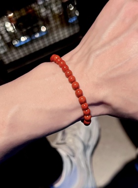男女天然玛瑙柿子红南红手链手串纯银扣高档本命年红色新年礼物