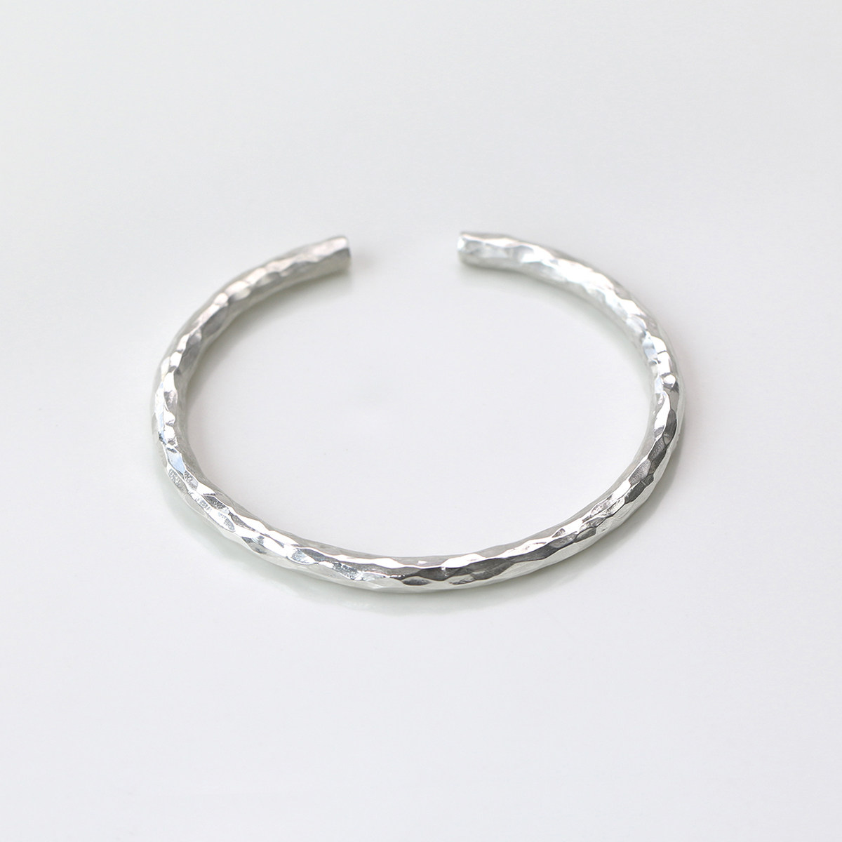 男女999足银纯银锤纹手镯开口均码古法磨砂纯手工实心正品带证