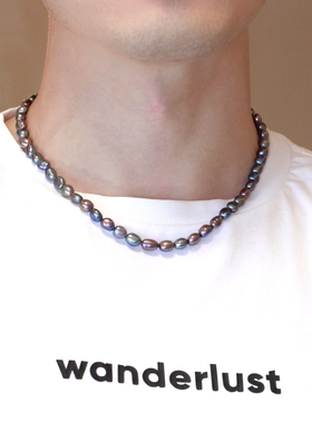 男士女式天然珍珠项链大溪地真多麻色黑色铂金灰色巴洛克无暇高档