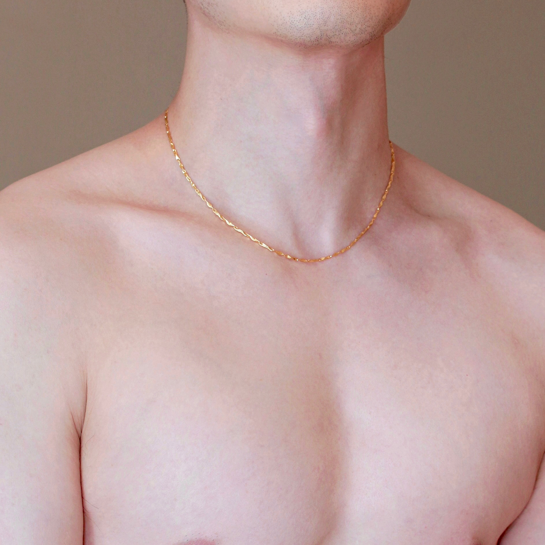 男士女999足银纯银项链锁骨链24k金色元宝链实心竹节链高档简约素