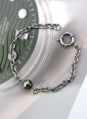 男士女士天然海水珍珠手链大溪地孔雀绿炫彩黑巴洛克螺纹精品独珠