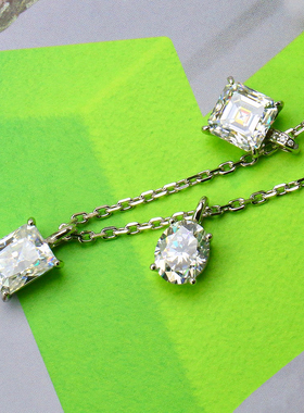 男女莫桑石项链大颗925纯银D色大方糖纯白色吊坠高端好质量高级感