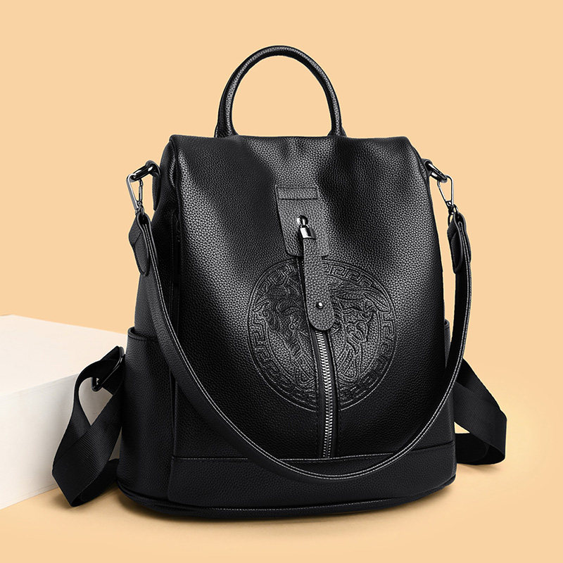 真皮双肩背女2025新款时尚韩版防盗头层牛皮牛皮背包大容量旅行包