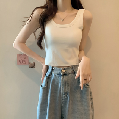 白色吊带背心女修身显瘦