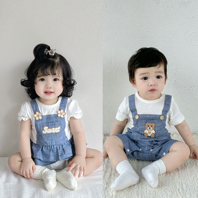 龙凤胎连体衣纯棉夏季超萌哈衣