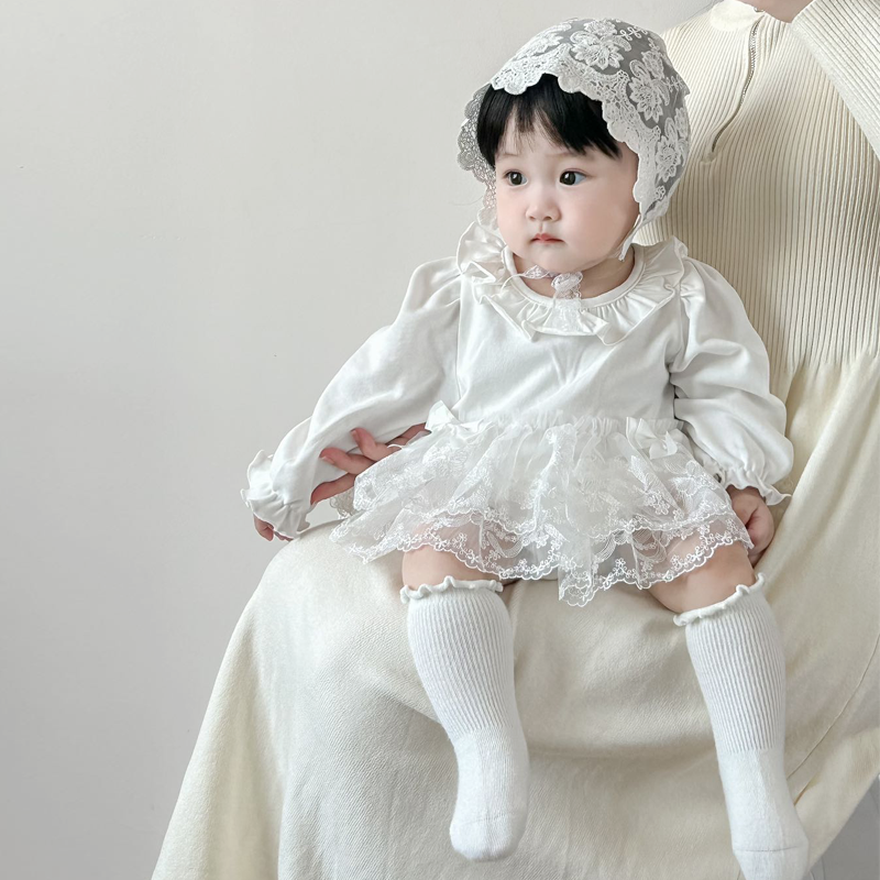 满月婴儿衣服春秋纯棉女宝宝公主裙洋气百天周岁礼服包屁裙连体衣