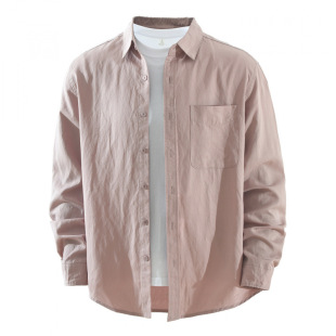 春季 新款 褶皱垂感休闲痞帅天丝衬衣外套潮7950 男长袖 透气防晒衬衫