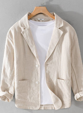 春秋季男装棉麻休闲西服简约百搭