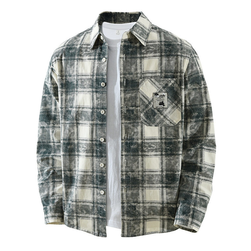 日系格子潮流长袖衬衫男时尚百搭文艺休闲纯棉上衣格子纹开衫7939,男装,衬衫,淘宝优惠券,粉丝福利购,淘宝优惠卷