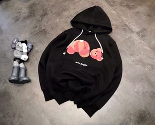 新款断头熊卫衣潮牌宽松男女同款纯棉连帽学院风百搭休闲外套情侣