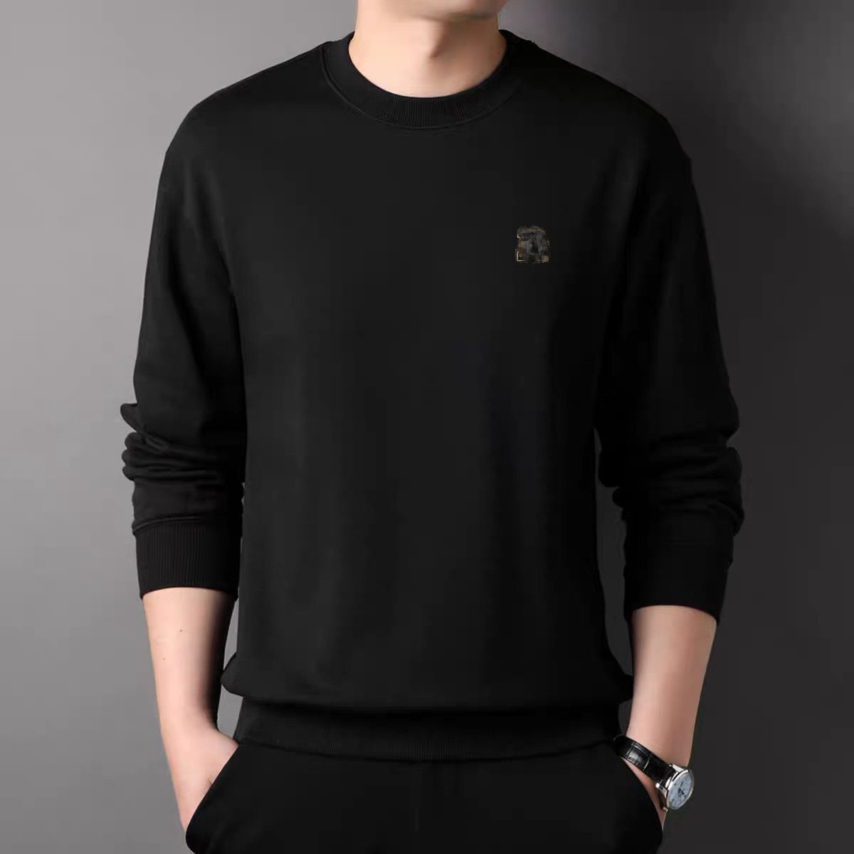 男士冬季加绒加厚商务休闲百搭圆领简约纯色T恤打底衫卫衣/6961,男装,休闲裤,淘宝优惠券,粉丝福利购,淘宝优惠卷