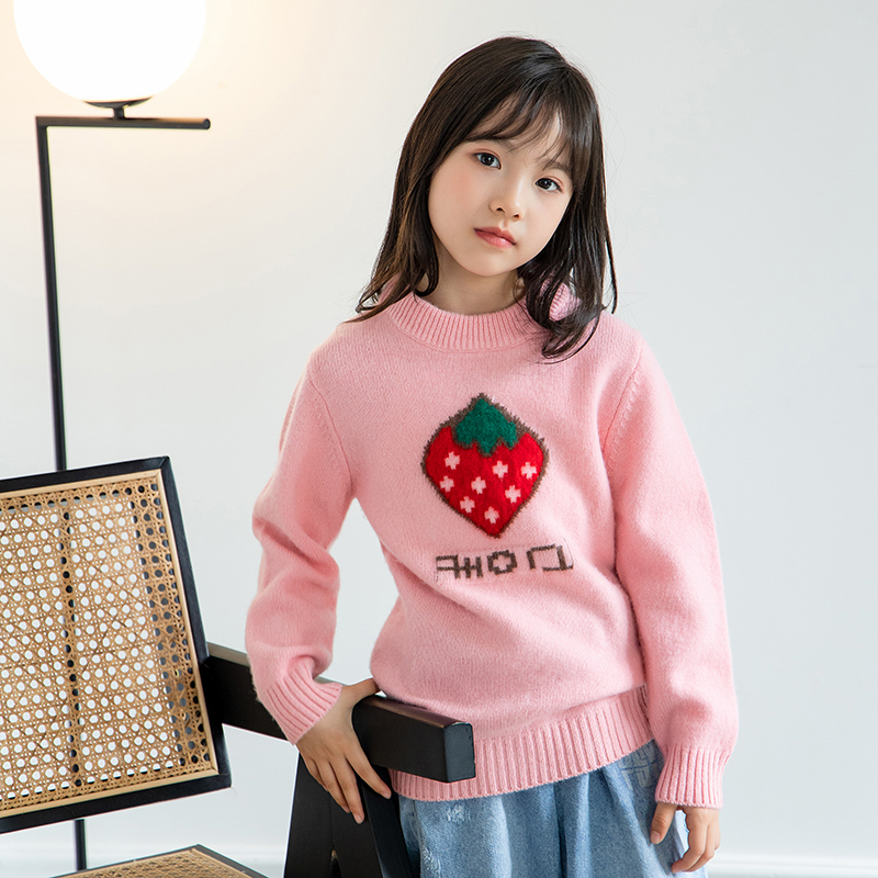 儿童羊毛衫女童装秋冬季男童毛衣套头宝宝加厚羊毛衫打底