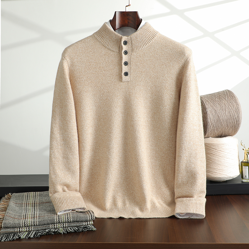 套头毛衣男士秋冬新款休闲宽松35%羊绒打底衫男装