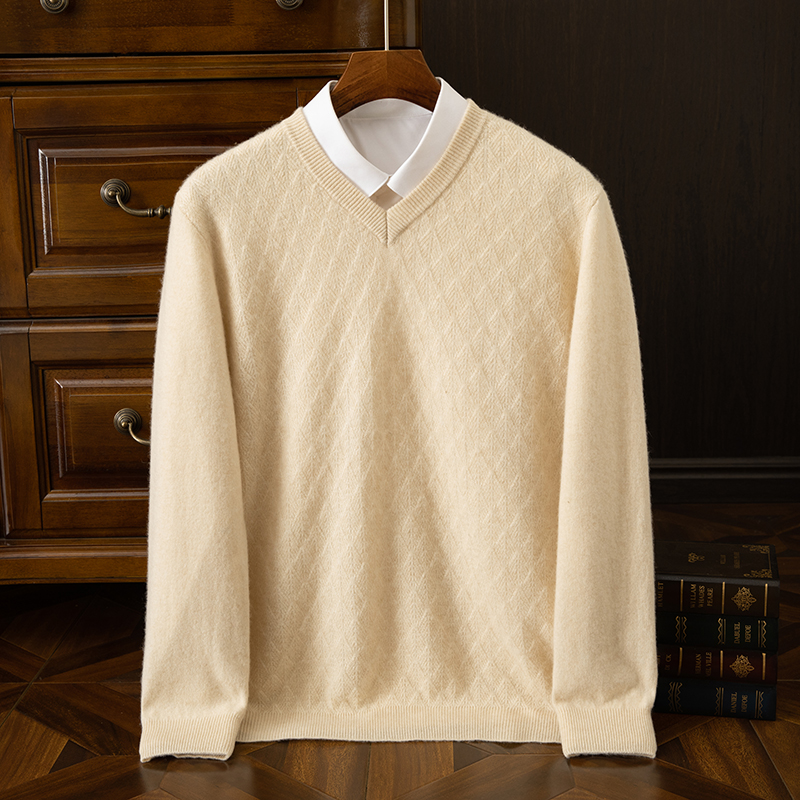 羊绒系列百搭潮流绅士青春柔软舒适V领羊绒衫
