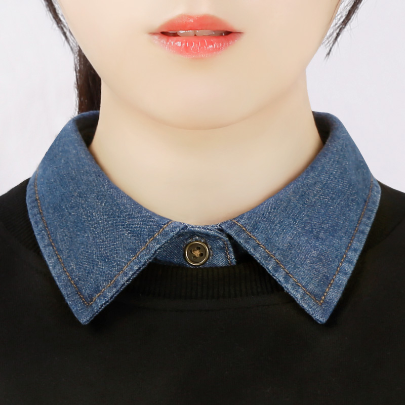 牛仔衬衫女士假领子新款高级感秋冬假领衬衣百搭卫衣毛衣装饰衣领
