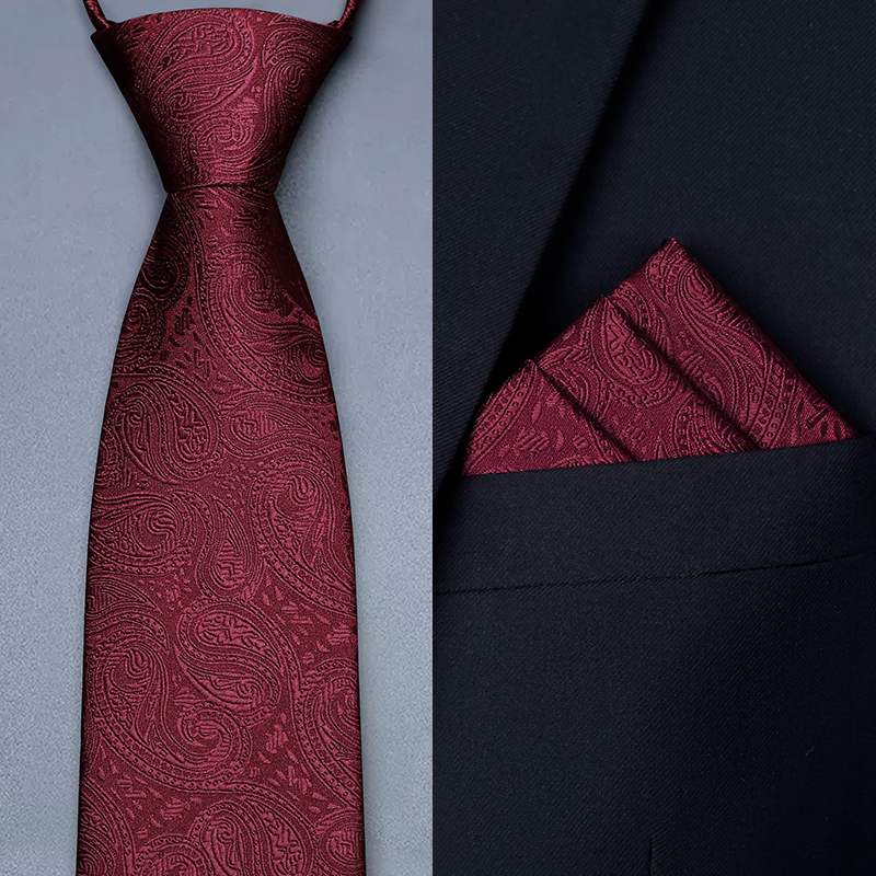 男士领带结婚新郎酒红色高级感