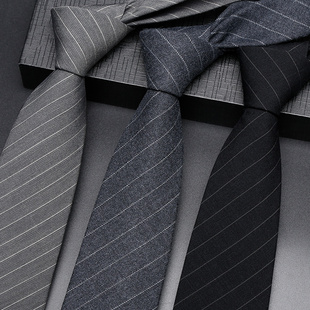 衬衫 黑色领带男羊毛高端西装 拉链式 免打结正装 商务职业复古手打潮