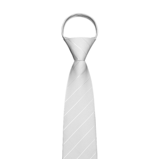 白色斜纹免打结领带拉链式男士婚礼白色西装衬衫高端结婚新郎懒人