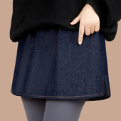 半身裙 大码 牛仔遮屁帘女秋冬打底神器卫衣叠穿打底裤 遮屁股鲨鱼裤