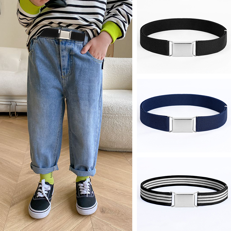 儿童隐形腰带松紧男学生弹力军训皮带宝宝女童懒人神器裤腰带黑色
