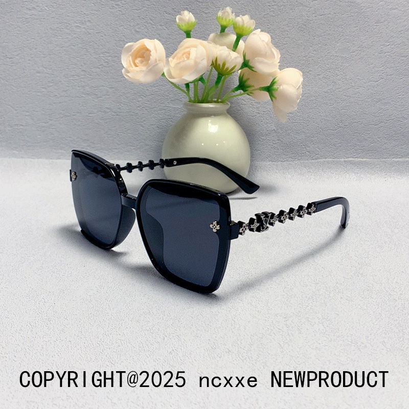 LV链条墨镜女潮韩版复古山茶花