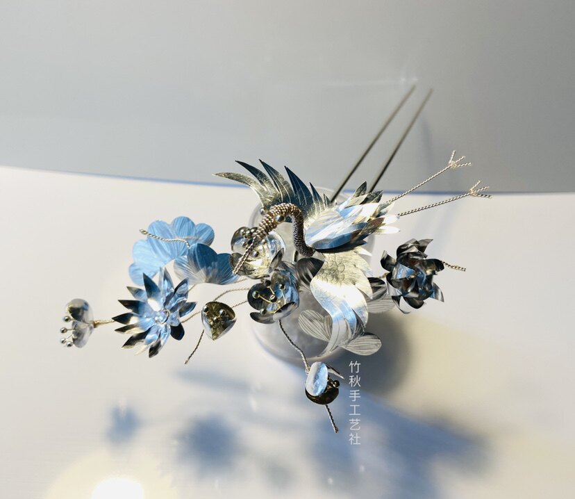 手工艺仙鹤松菊梅花古典发簪汉服古风摄影造型和风和服花魁头饰