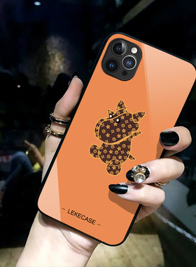 新款欧美iphone15手机壳潮牌16proMax橙色苹果14小牛12玻璃11男女款XR情侣78plus适用华为mate60/p50小米13