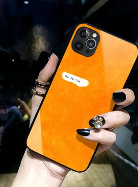 新款欧美iPhone16手机壳油画15promax橙色14苹果13简约12玻璃11高级感XR奢华78plus适用华为mate60/P70小米13