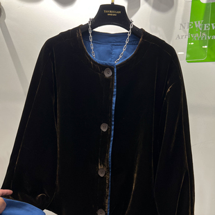 欧货高端撞色金丝绒棉衣外套女冬季轻奢时髦高级感保暖夹克上衣潮