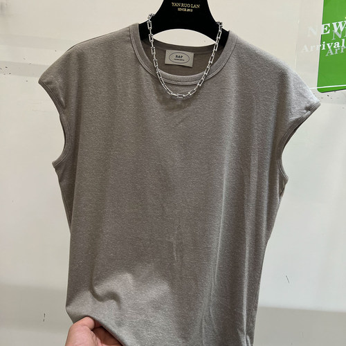 气质简约莱赛尔亚麻飞飞袖T恤