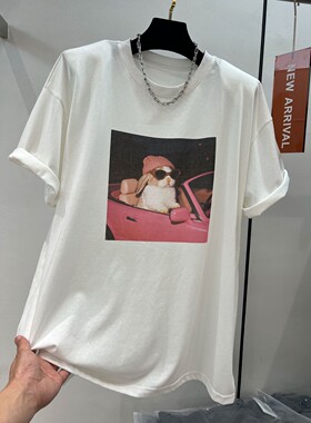 可爱兔印花简约休闲白色短袖T恤