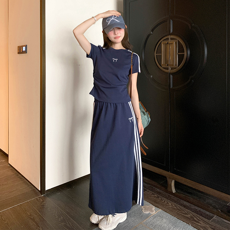 法式轻奢时尚套装女2025夏季新款短袖卫衣半身裙休闲运动风两件套