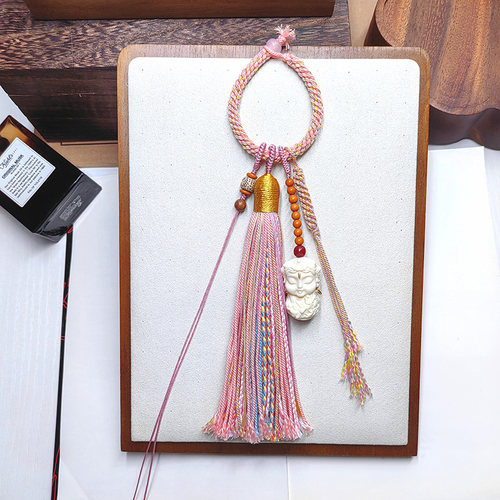 藏式手持线圈穗子 唐卡坠扎基拉姆包挂绳艺钥匙扣手作混线流苏绳