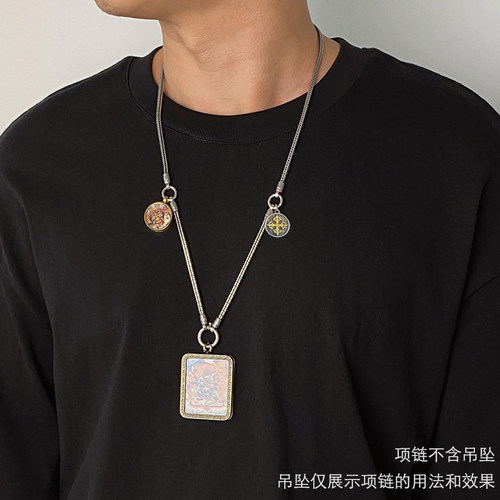 不拘S925纯银复古佛牌延长链活口扣头灵活双挂三挂多挂连接项链