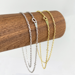 925纯银镀金1.8mm太角链男女中性项链颈链锁骨链素链无吊坠金包银