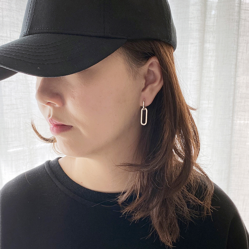 不拘S925纯银简约圆形耳环男女中性风街头百搭基本款几何耳饰