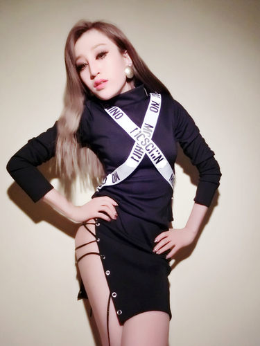 高质量弹力系带演出服艾菲同款