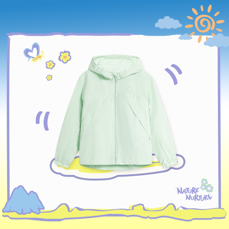 李宁运动生活系列女大童连帽运动风衣宽松休闲外套YFDU046-B品