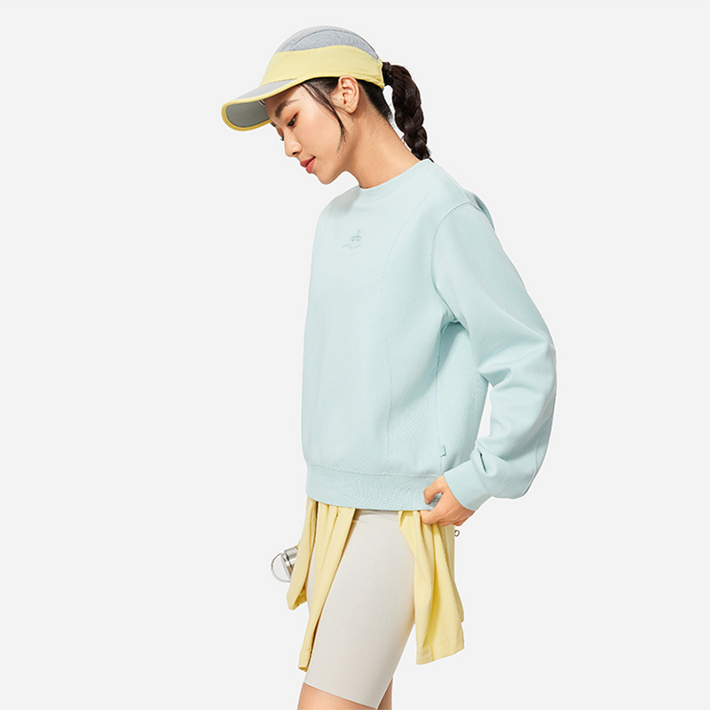 李宁卫衣秋女健身系列时尚透气简约宽松套头无帽卫衣AWDU162-B品
