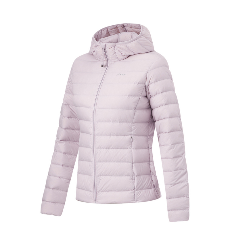 李宁女子健身系列超轻羽绒服轻薄户外连帽运动上衣AYMT092-B品