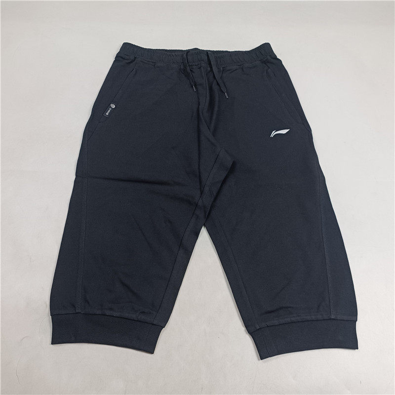 李宁短裤春男款运动时尚系列舒适透气常规休闲七分卫裤AKQS405-