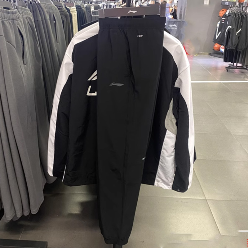 李宁运动裤男夏季跑步系列舒适简约常规收口运动长裤AYKU649--B品