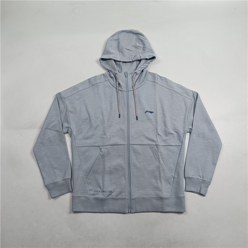 李宁卫衣冬女子健身简约百搭宽松开衫连帽卫衣AWDR882-B品